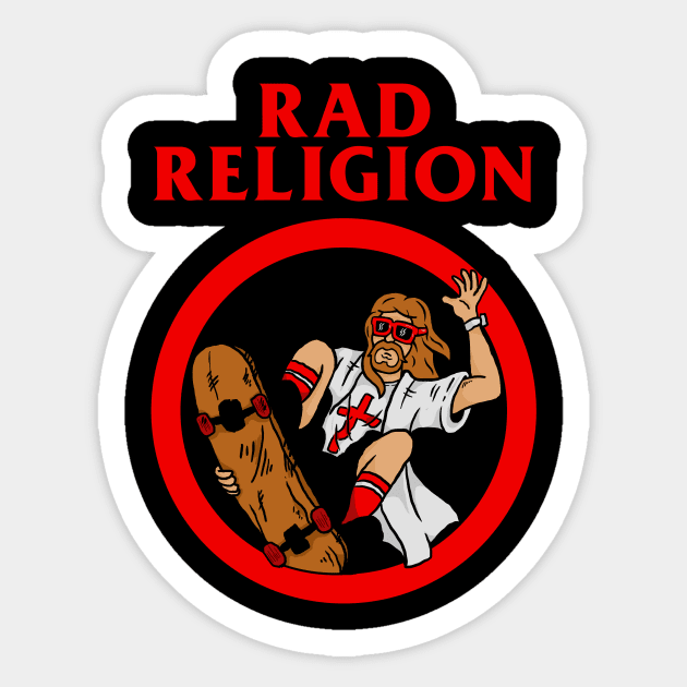 Rad Religion Jesus Skateboarding Sticker by dumbshirts
